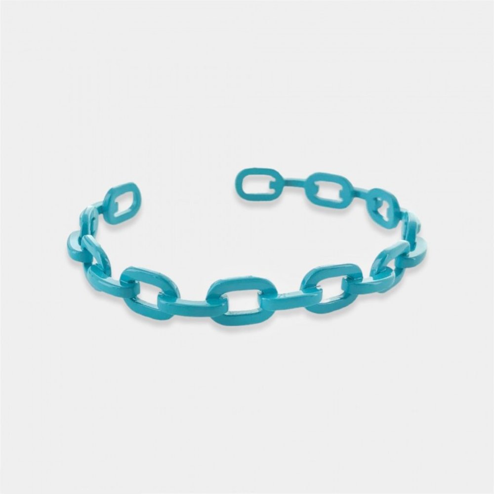 NEW Enamel Paperclip Chain Cuff Bracelet - Picture 6 of 6